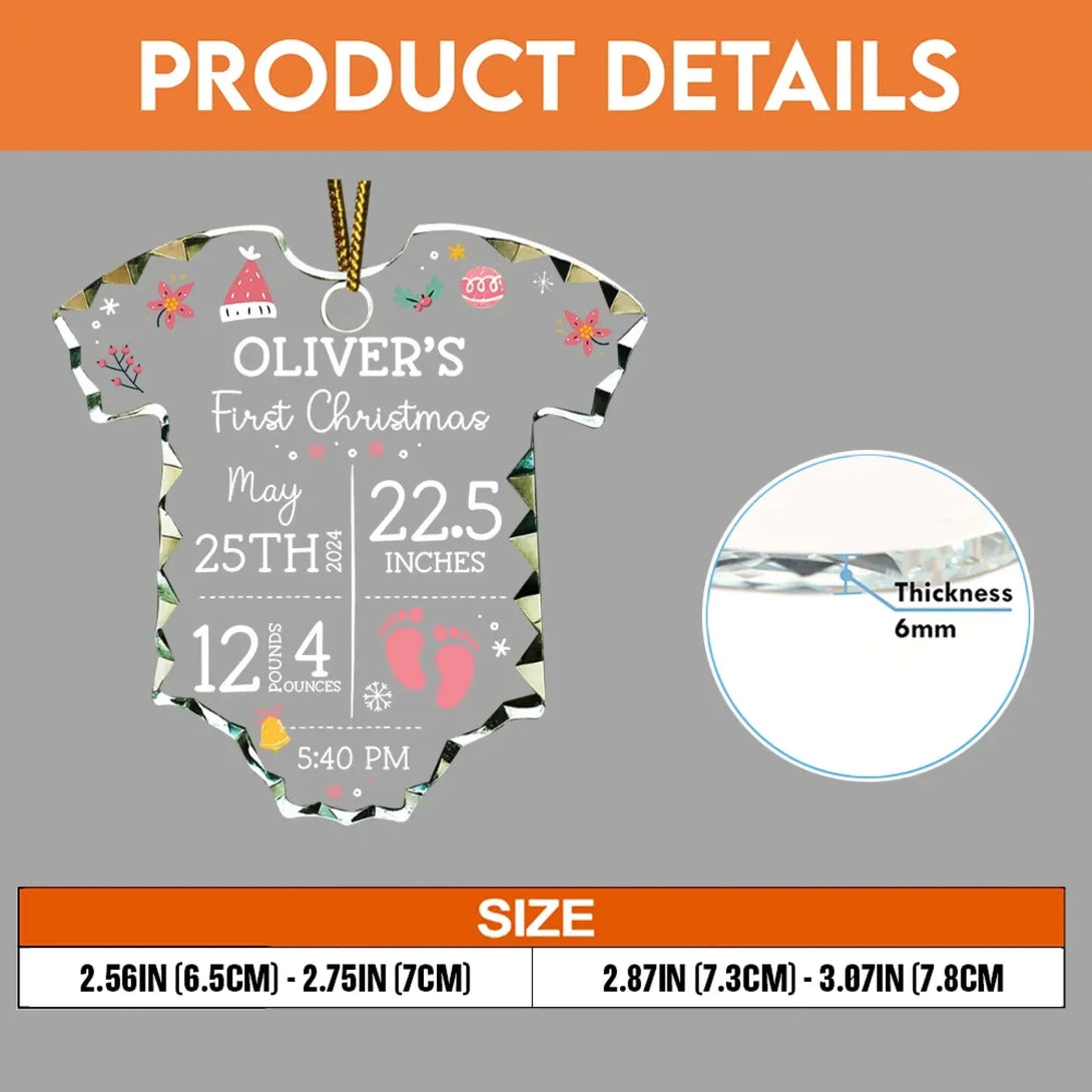 Personalized Onesie Shaped Glass Ornament