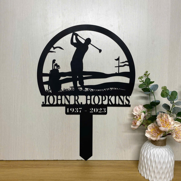 Personalized Golfer Memorial Garden Stake, Custom Golfer Grave Marker Metal Stake With Name, Golfer Loss Sympathy Metal Sign, Remembrance Sign