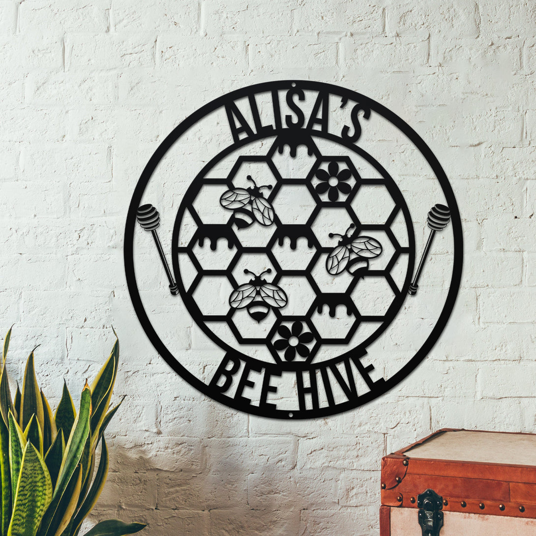 Metal Bee Sign Personalized Bee Honeycomb Metal Sign With Led Lights, Honey Bee Metal ...