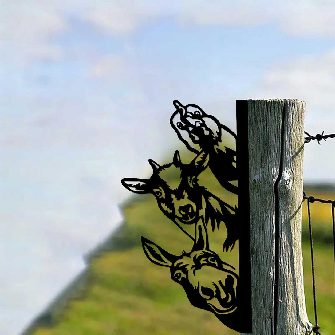 Funny Peek A Boo Farm Animals Metal Sign, Farm Animal Metal Wall Art, Chicken Goat Donkey Metal Sign, Peek-a-boo Livestock Metal Wall Sign
