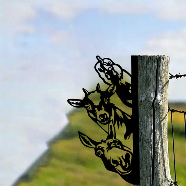 Funny Peek A Boo Farm Animals Metal Sign, Farm Animal Metal Wall Art, Chicken Goat Donkey Metal Sign, Peek-a-boo Livestock Metal Wall Sign