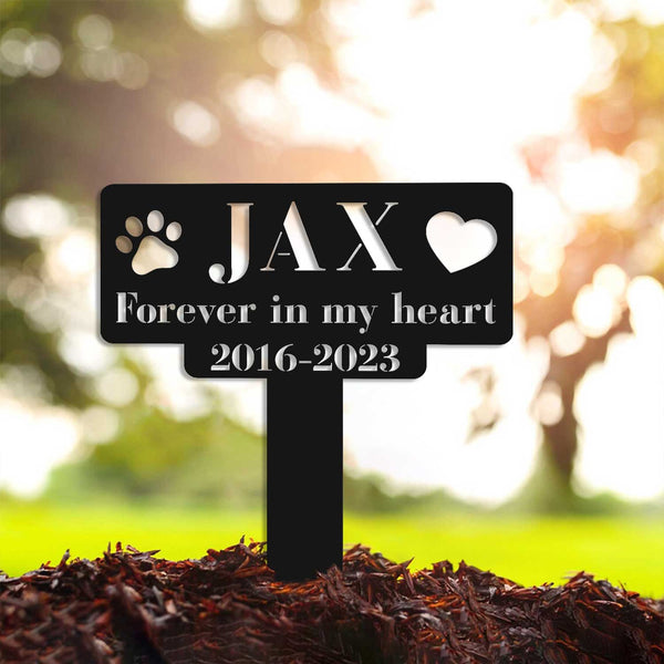 Personalized Dog Memorial Plaque With Stake, Forever In My Heart Dog Remembrance Stake, Pet Metal Grave Marker, Pet Memorial Stake Cemetery Decor