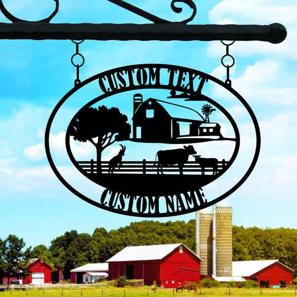 Personalized Farm Barn Ranch Metal Sign, Custom Name Metal Farmhouse Sign, Farm Animals Metal Wall Art, Farmhouse Metal Entrance Sign