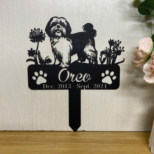 Custom Shih Tzu Dog Memorial Metal Garden Stake, Personalized Dog Memorial Yard Stake, Dog Sympathy Metal Yard Sign, Dog Loss Metal Grave Marker