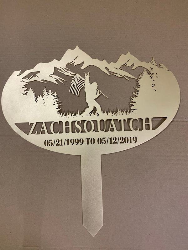 Custom Bigfoot Garden Metal Stake, Bigfoot Say Hi Metal Garden Sign With Stake, Personalized Gardener Name Metal Sign, Metal Garden Yard Sign