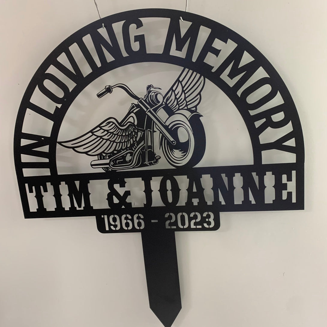 Personalized Motorcycle Biker Memorial Metal Stake, Motobike Stake In Memorial Of Biker Gift, Motorcycle Grave Marker, Biker Remembrance Metal Stakes