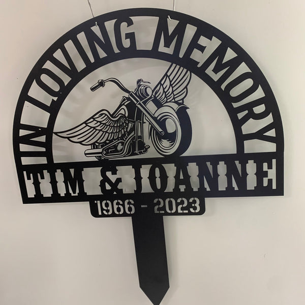 Personalized Motorcycle Biker Memorial Metal Stake, Motobike Stake In Memorial Of Biker Gift, Motorcycle Grave Marker, Biker Remembrance Metal Stakes