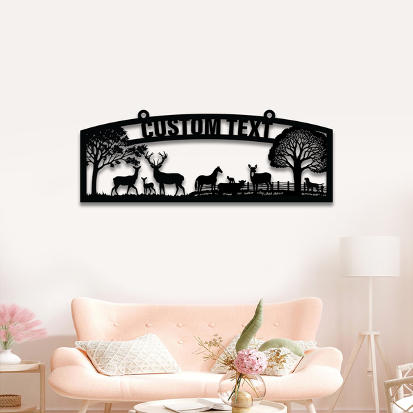 Custom Wildlife Farmhouse Metal Wall Art, Outdoor Farm Ranch Metal Sign, Custom Farmville Metal Sign Art, Large Farmhouse Metal Sign