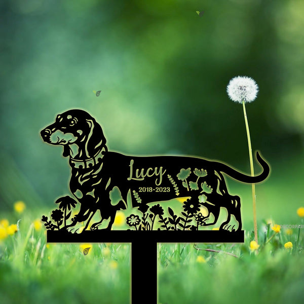 Personalized Dachshund Dog Memorial Garden Stake, Dog Loss Remembrance Sign, Dachshund Memorial Metal Grave Marker, Pet Sympathy Metal Sign