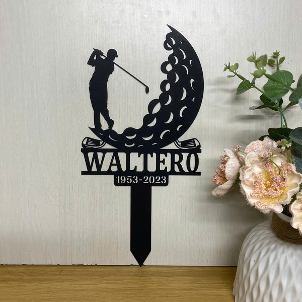 Personalized Metal Golfer Memorial Garden Stake, Custom Golfer Grave Metal Sign With Name, Golfer Dad Loss Yard Sign, Golfer Loss Sympathy Metal Sign