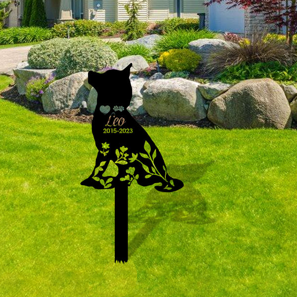 Personalized Flowers Dog Memorial Yard Stake, Dog Memorial Metal Garden Sign With Stake, Pet Loss Remembrance Stake, Pet Metal Grave Markers