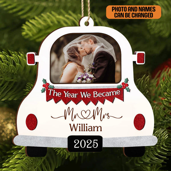 Personalized The Year We Became Mr and Mrs Wooden Ornament, Wedding Gift for Couples, Future Mr and Mrs Bridal Shower Bride Gift Ideas for Her