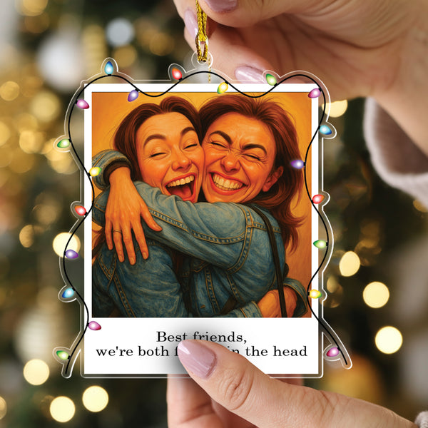 Personalized Friend Caricature Acrylic Ornament – Custom Photo Christmas Decoration