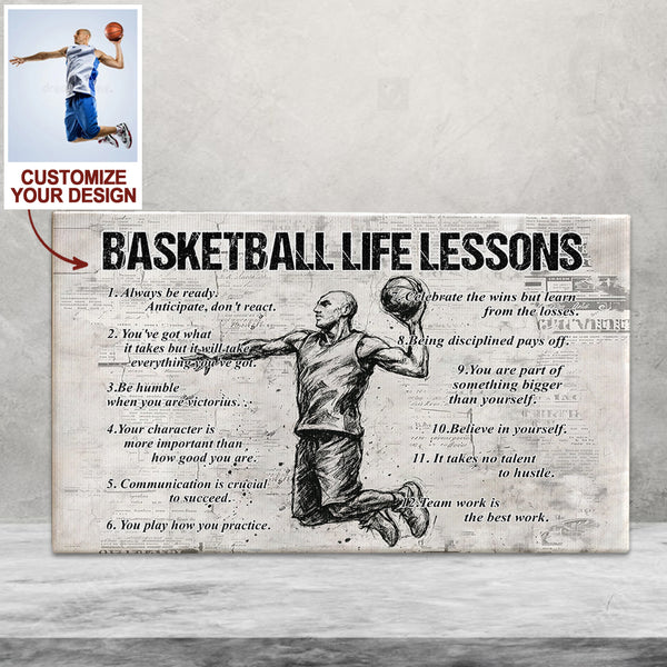 Personalized Basketball Life Lessons Poster Canvas - Basketball Gift For Basketball Lovers, Custom Your Photo