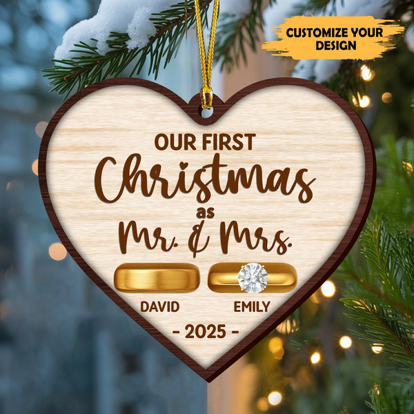 Rustic Keepsake For Our First Season Of Forever - Personalized Custom Shaped Wooden Ornament