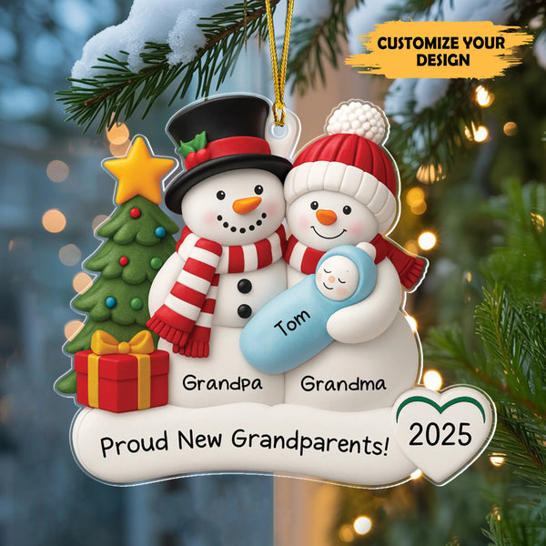 Proud New Grandparents Ornament – Personalized Christmas Gift for Grandma and Grandpa To Be