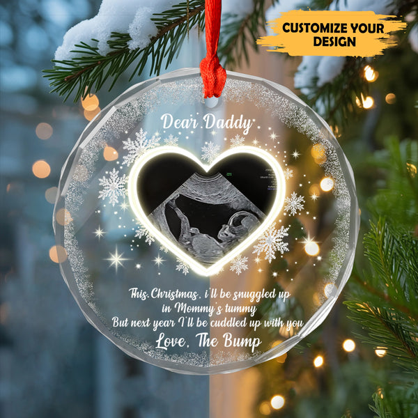 In Mommy’s Tummy Glass Ornament – Personalized Ultrasound Christmas Gift for Daddy-to-Be