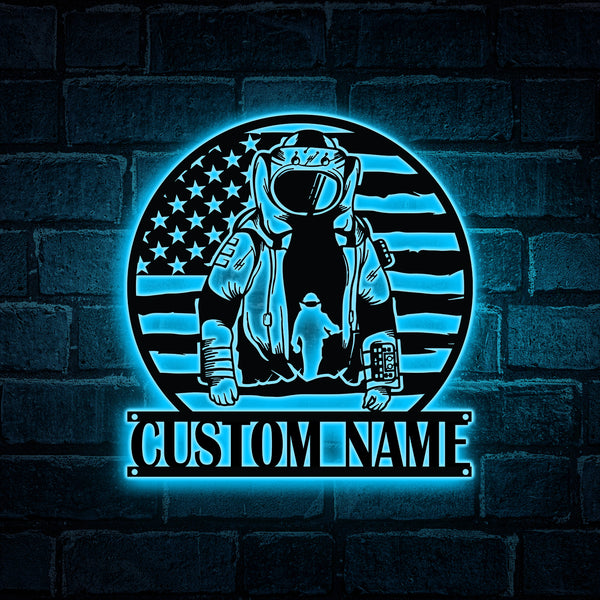 Custom Us Bomb Disposal Metal Wall Art Led Lights, Personalized Bomb Squad Metal Name Sign, Us Bomb Disposal Bomb Team Name Metal Sign