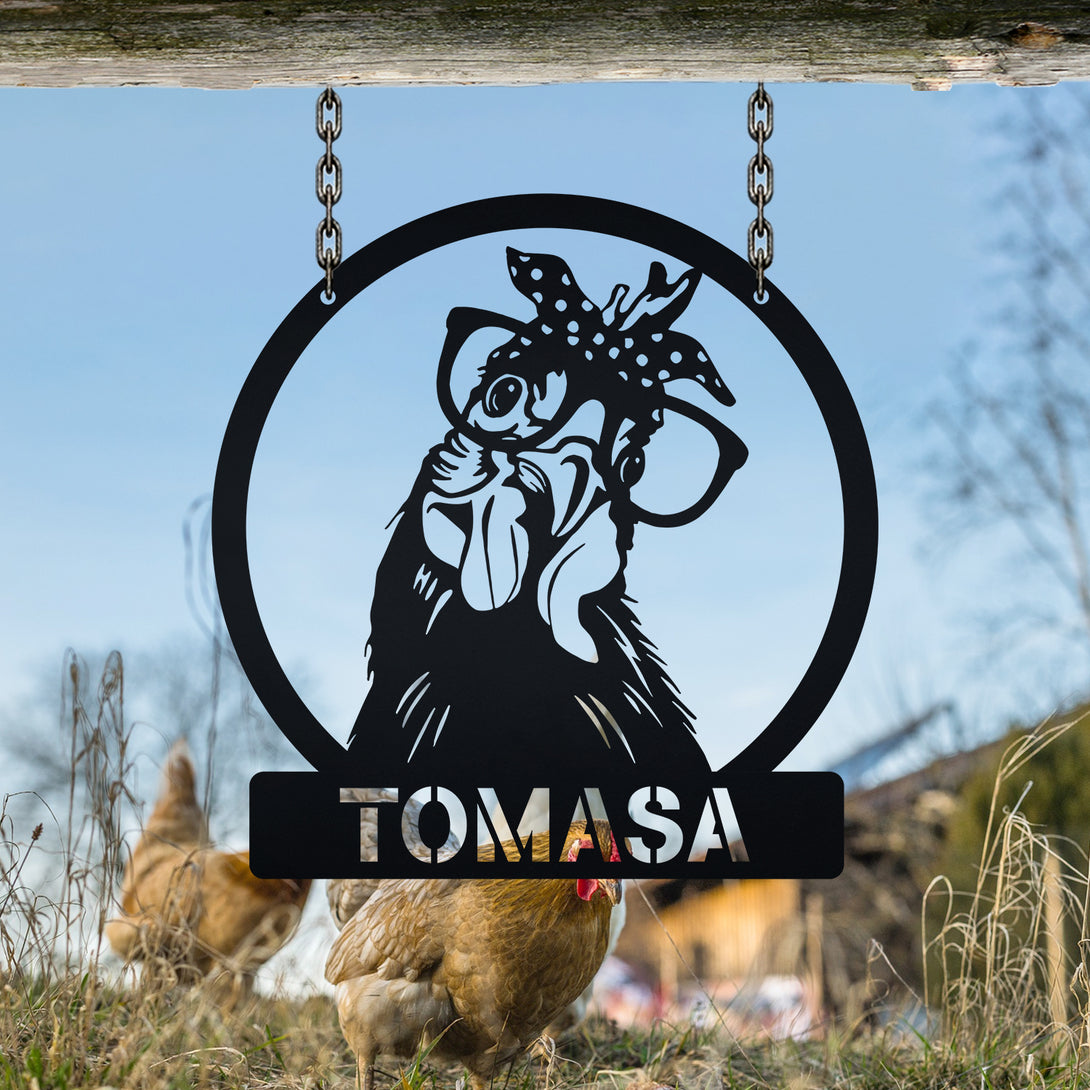 Custom Chicken Coop Metal Farm Sign, Personalized Hen House Metal Wall Hanging Sign, Funny Chicken Hen Metal Farmhouse Sign