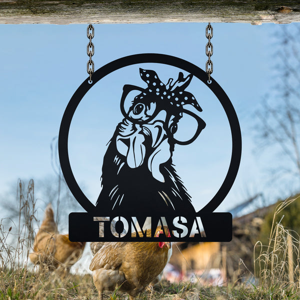 Custom Chicken Coop Metal Farm Sign, Personalized Hen House Metal Wall Hanging Sign, Funny Chicken Hen Metal Farmhouse Sign