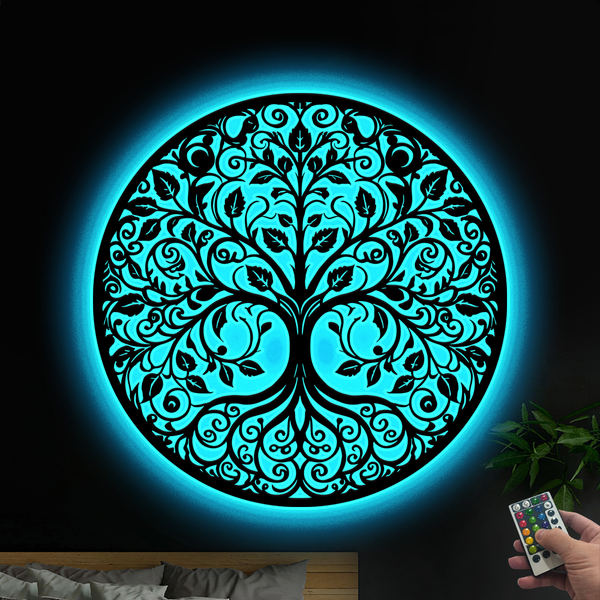 Metal Tree Of Life Wall Art With Led Lights, Tree Of Life Metal Sign Wall Hanging Decor, Tree Of Life Metal Art Housewarming Art Home Decor