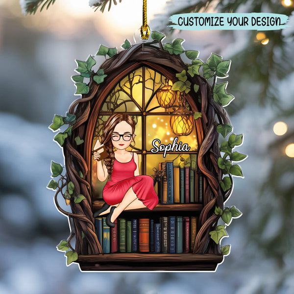 Personalized Book Lover Suncatcher Acrylic Ornament