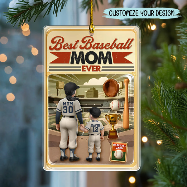 Personalized Best Baseball Mom Ever Acrylic Ornament – Custom Gift for Baseball Moms & Sports Lovers