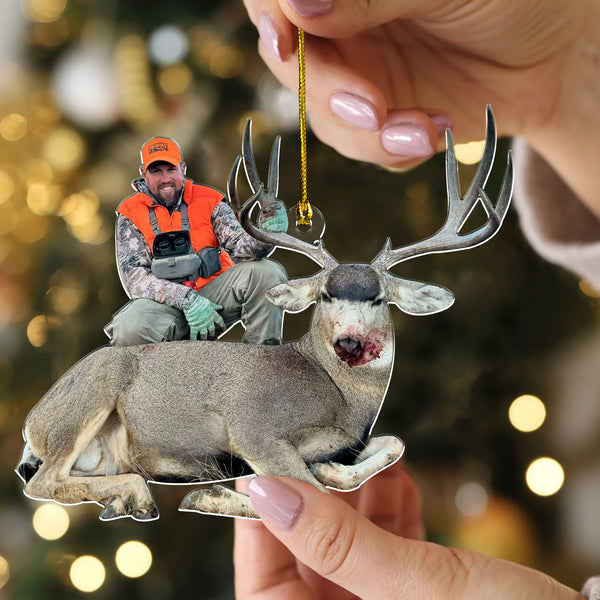 Custom Photo Hunting Acrylic Ornament – Personalized Hunter Christmas Tree Decoration