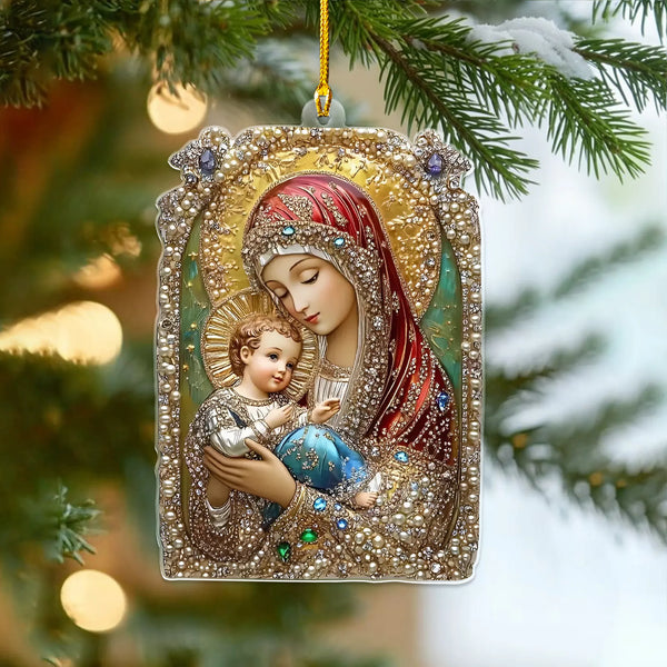 Mother Mary And Baby Jesus 2D Flat Print Acrylic Ornament