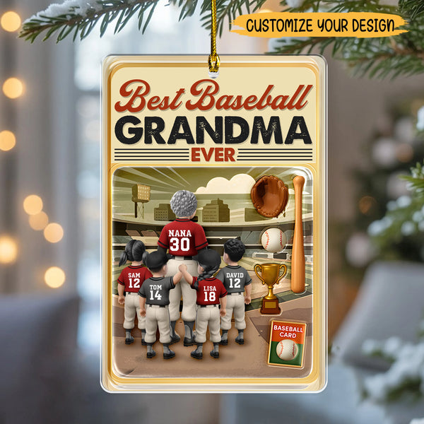 Personalized Best Baseball Mom, Grandma, Aunt Ever Acrylic Ornament – Custom Gift for Baseball Moms, Grandma