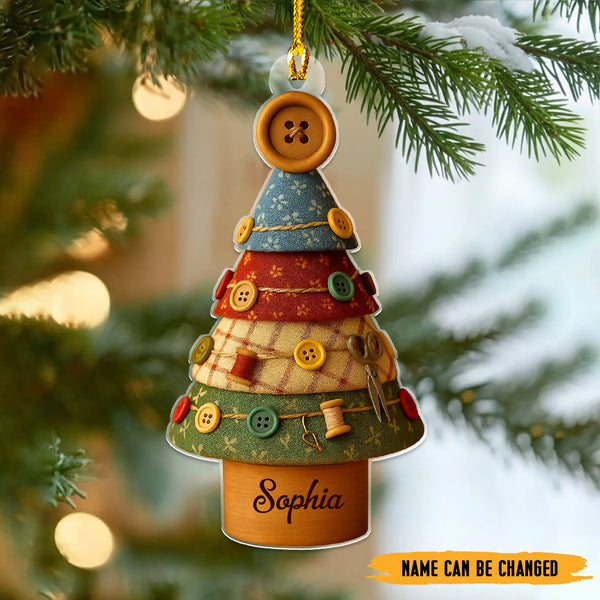 Personalized Sewing Christmas Tree 2D Flat Acrylic Ornament