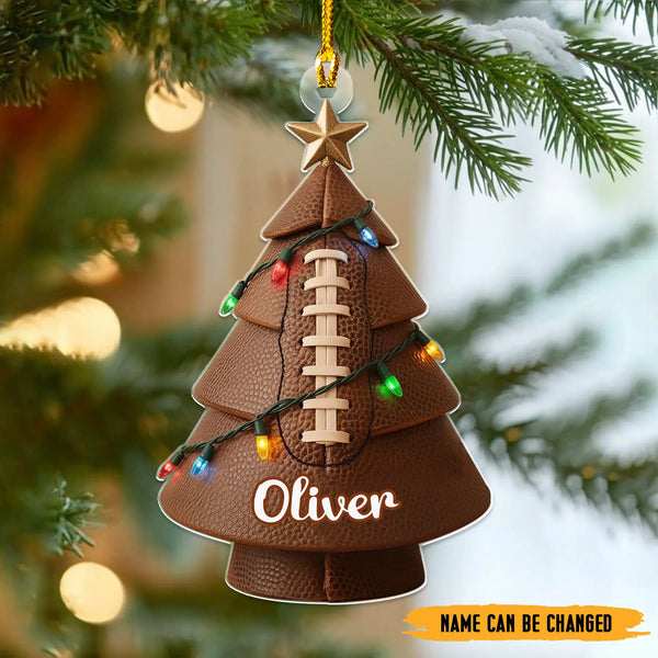 Personalized Football Christmas Tree 2D Flat Print Acrylic Ornament