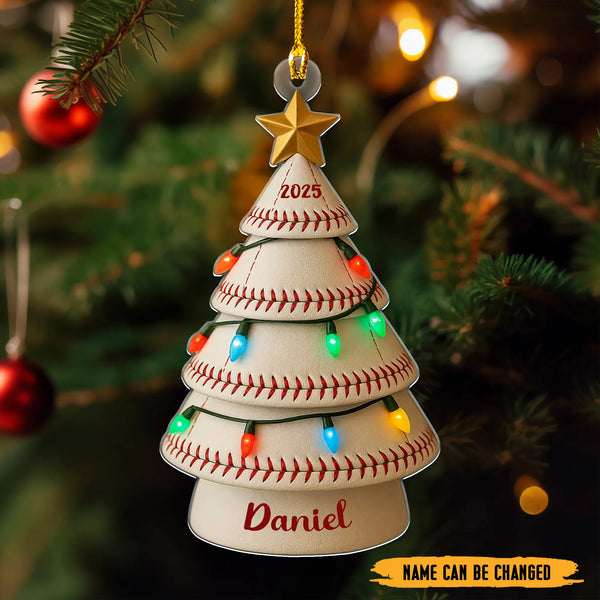 Personalized Baseball Christmas Tree 2D Flat Print Acrylic Ornament