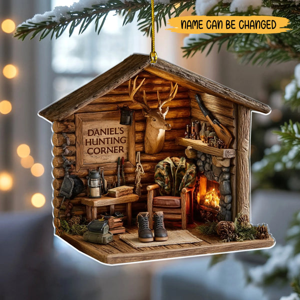 Personalized Cozy Hunting Corner 2D Flat Print Acrylic Ornament – Unique Gift for Hunters