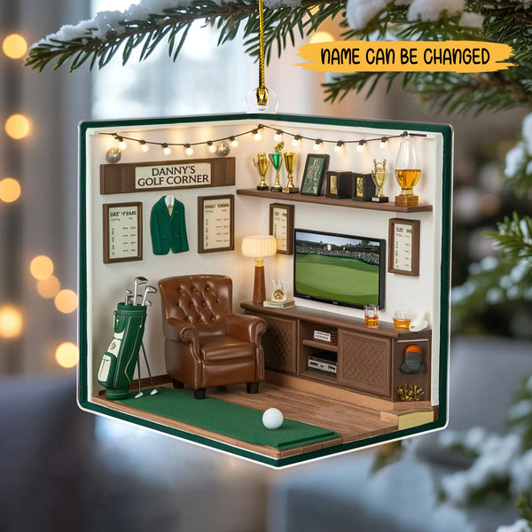 Personalized Cozy Golf Corner 2D Print Acrylic Ornament