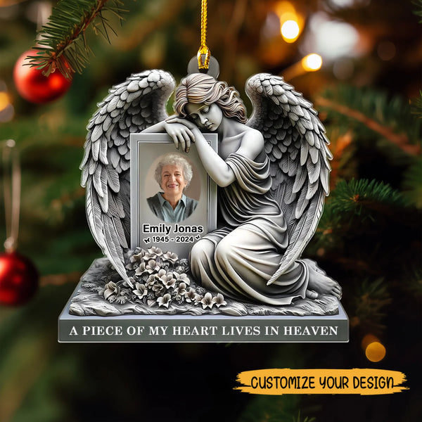 Photo Upload A Piece of My Heart Lives in Heaven Memorial 2D Flat Personalized Acrylic Ornament