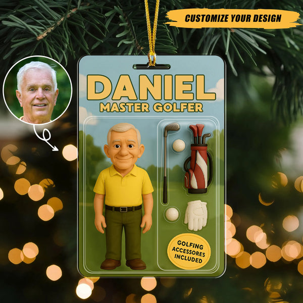 Photo Upload Golfer Toy Box 2D Flat Print Personalized Acrylic Ornament