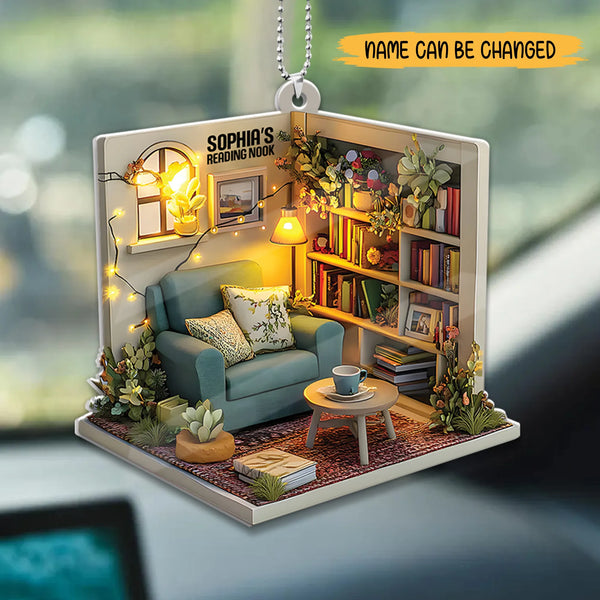 2D FLAT Dreamy Cozy Reading Nook - Personalized 2D Flat 2-side Printed Acrylic Car Ornament