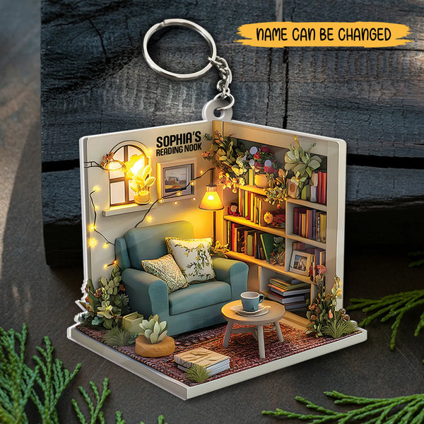 2D FLAT Dreamy Cozy Reading Nook - Personalized 2D Flat 2-side Printed Acrylic Keychain