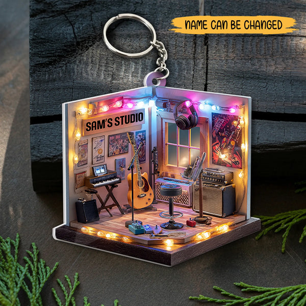 Cozy Guitar Studio - Personalized 2D Flat 2-side Printed Acrylic Car Ornament