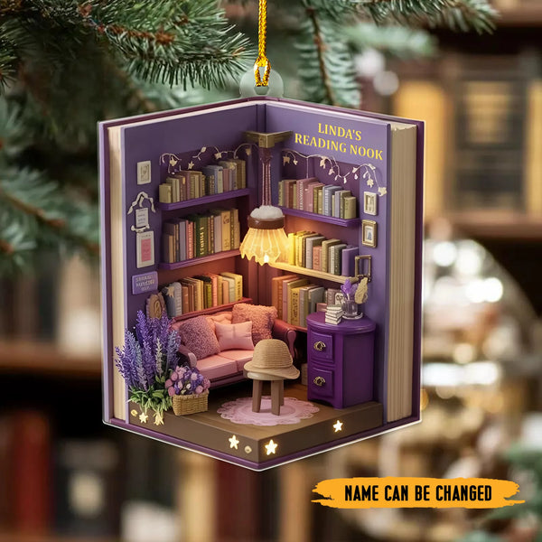 Purple Cozy Reading Nook - Personalized 2D FLat Printed Acrylic Ornament