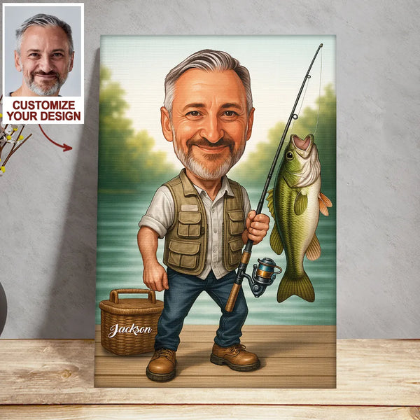 Upload Photo Fisherman Portrait Personalized Poster Canvas