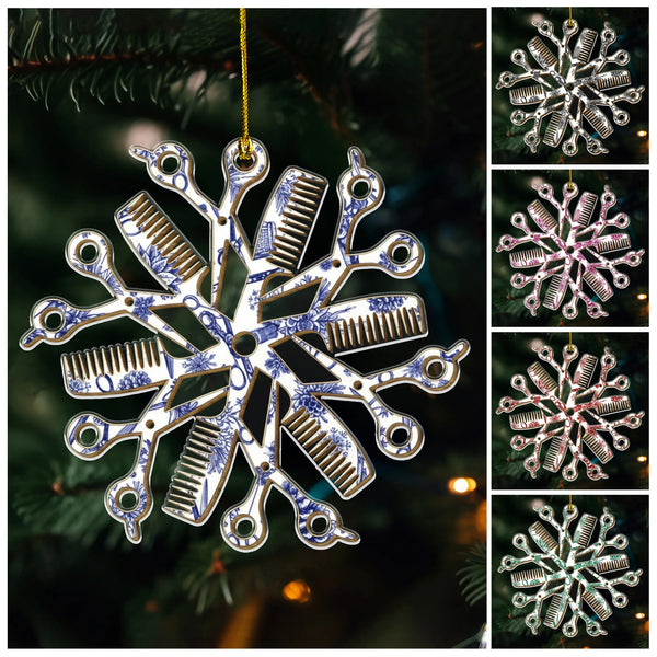 Hairstylist Snowflake Toile De Jouy 2D Flat Acrylic Ornament