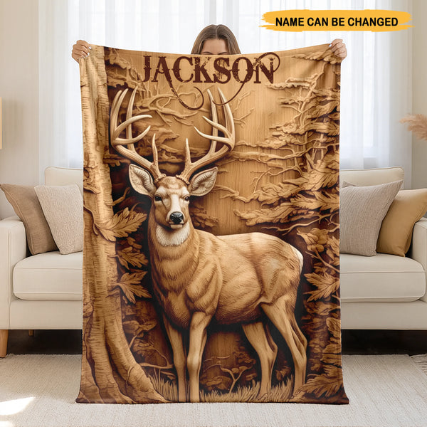 Custom Deer Hunting Fleece Blanket – Personalized Hunter Name