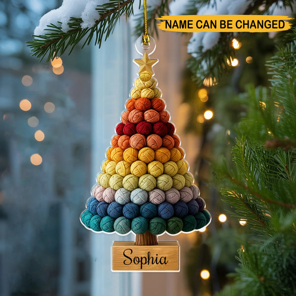 Personalized Yarn Christmas Tree 2D Flat Print Acrylic Ornament