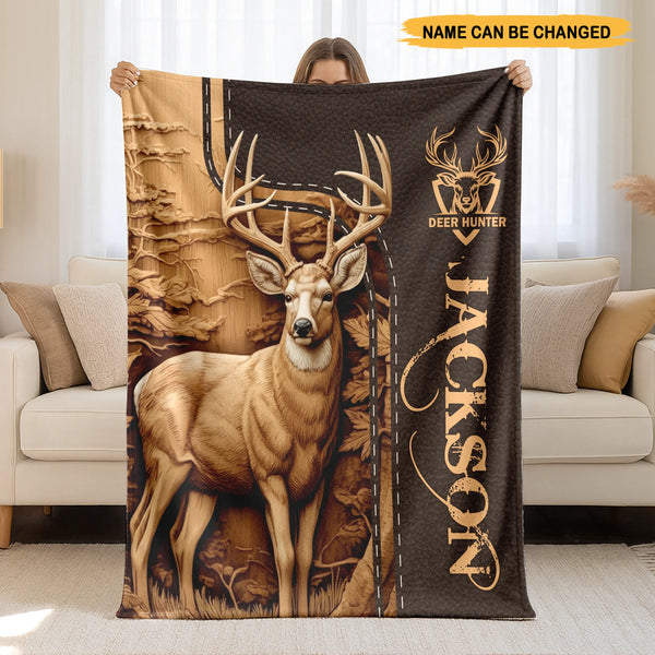 Personalized Deer Hunting Lover Fleece Blanket