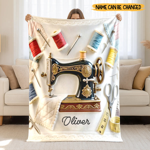 Personalized Sewing Lover 3D Effect Fleece Blanket