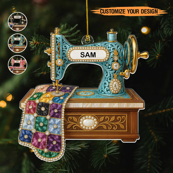 Personalized Vintage Sewing Machine 2D Flat Print Acrylic Ornament