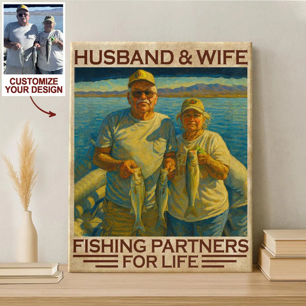 Personalized Fishing Partner For Life Vintage Poster Canvas