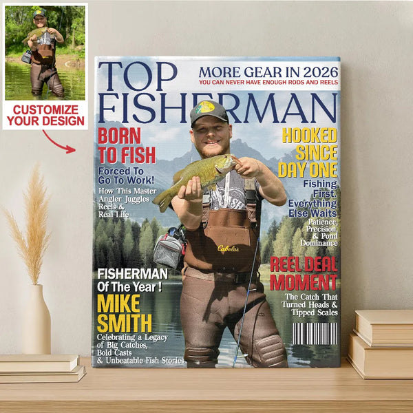 Personalized Fishing Magazine Cover Poster Canvas
